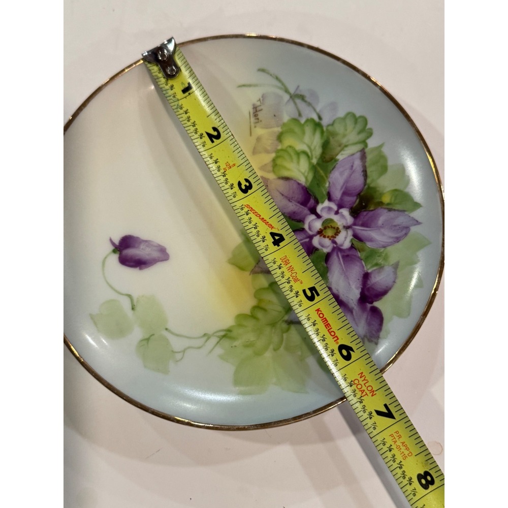 Meito China Hand Painted Floral Plate Purple  Gold Rim T Hori Japan 7.75in - Picture 5 of 6